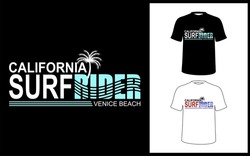 A vector image that says CALIFORNIA SURF RIDER can be printed on a t-shirt.