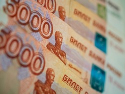 Russian money background. Russian roubles, russian rubles cash closeup. Rubles in cash. Finance and business background. 5000 rubles. Money macro. 