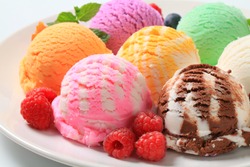Scoops of ice cream - assorted flavors
