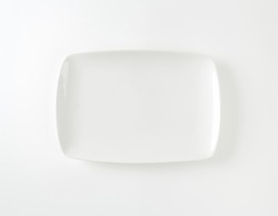 Rectangle all-white porcelain plate with rounded corners