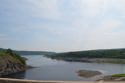 Summer in New Brunswick: Saint John River seen from atop Mactaquac Dam	