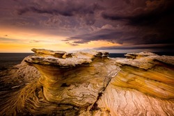 Rock formation and Thunderstorm in Kamay Botany Bay National Park