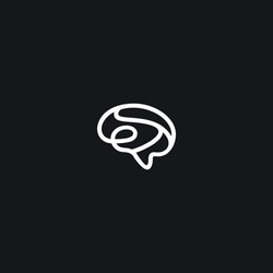 brain outline line art monoline logo vector icon	
