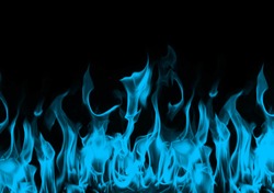 Blue Fire. burning blue fire flame on black background. Seamless gas fire and flame border. blue flame isolated on black background. Blue Fire Flame.