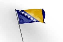 Bosnia-and-Herzeovianwaving flag on a white background. - image
