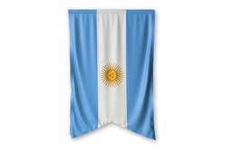 Argentina flag hang on a white wall background. - image.