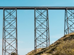 Iron steel high level viaduct train bridge