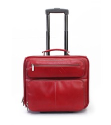 red leather trolley bag isolated on white background