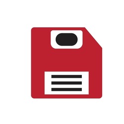 A red color floppy disk - icon - bootdisk vector , save illustration 