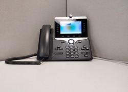 Modern video phone on workplace
