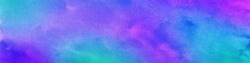 Purple blue green abstract watercolor background. Colorful art background with copy space for design. Web banner. Website header.