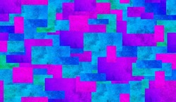 Purple pink blue green pattern. Chaotic. Geometric background. Squares and rectangles. Seamless. Violet teal background for design. Multicolor. Abstract. Mosaic.