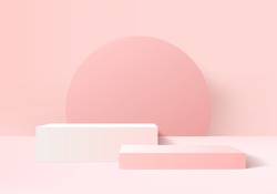Background 3d pink love rendering with valentine product and minimal pink stage scene, minimal pink background 3d rendering abstract for product pink pastel. Stage 3d for product in backdrop studio