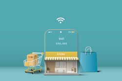 Shopping online on mobile concept. Store online.