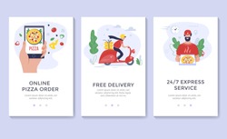 Pizza delivery banner, mobile app templates, concept vector illustration,  flat design