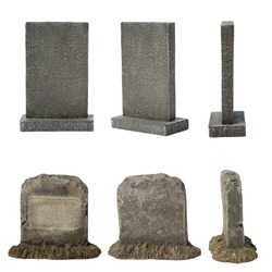 Set of tombstone isolated on white background