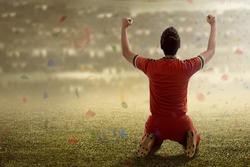 Image of winning football player after score in a match