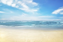 Beautiful panorama of seascape with blue sky at daylight
