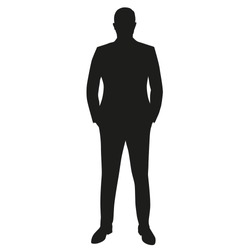 Businessman in suit, isolated vector silhouette