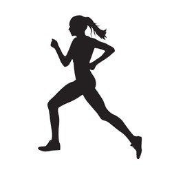 Running woman side view vector silhouette