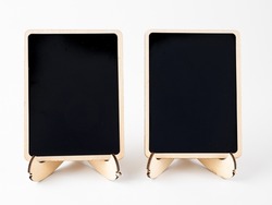 Pair of blank Black chalkboards for mock ups on a white background