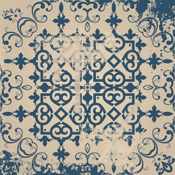 Geometric damask seamless pattern with grunge texture 