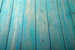 Blue turquoi Raw wooden table retro style. Top table view old rustic textured table surface. Vintage turquoi blue background with raw material wooden texture for cooking ingredient