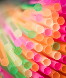 Colorful close up of plastic straws