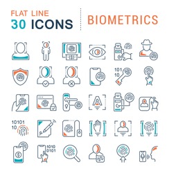Set of vector line icons of biometrics for modern concepts, web and apps.