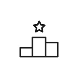 Science and education sign. Minimalistic monochrome vector symbol. Suitable for adverts, sites, articles, books. Vector line icon of star over progress bar 