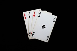 Playing poker cards on dark background