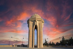 Azerbaijan Freedom martyrs monument. Eternal Flame is a monument that established for the Azerbaijanis died during Black January. The monument is situated in Martyrs’ Line, Baku.