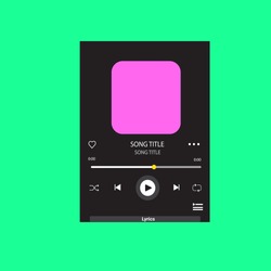 template music player with lyrics for handphone. spotify template