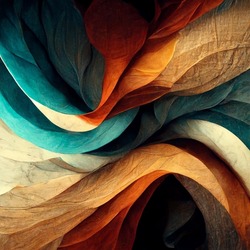 modern wonderful wallpaper with curved organic shapes with textures in turquoise, orange and beige colors - artistic background design with different layers
