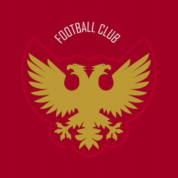Double head eagle logo for heraldry, soccer, football club. Sport Team Identity. Vector Illustration