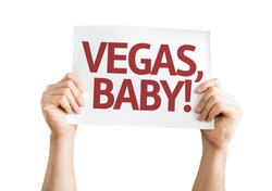 Vegas, Baby! card isolated on white background