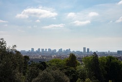 Barcelona urban landscape from the green park