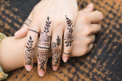 Fingers Henna Design On Back Hand
