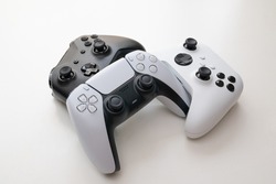 Group of next gen game controllers 