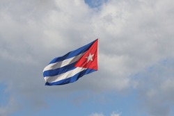 The Cuban flag blowing in the wind