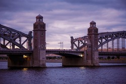 Span of the Bolsheokhtinsky bridge across the Neva River in St. Petersburg