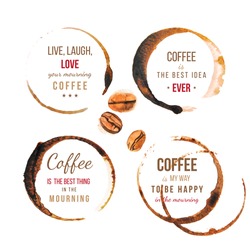 Coffee stains with type designs 