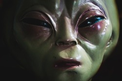 Alien face extreme closeup view 