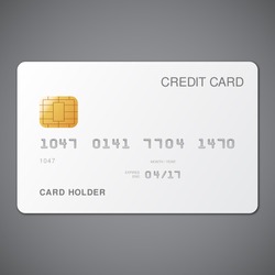 White credit card template on grey background