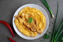 Thai style omelette, top view.