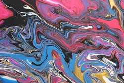 Marbled acrylic paint on canvas