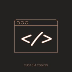 Custom coding symbol on brown background,clean vector
