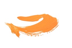 Paint brush strokes, orange color isolated on white background. 
