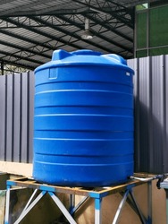 Blue water tank of industrial building.