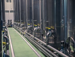 Olive oil tanks. Olive oil factory, Olive Production, tank. Food automation
